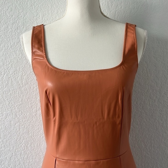 NWT N:Philanthropy Nuevo Vegan Leather Mini Dress in Camel in Size Medium - Picture 6 of 12
